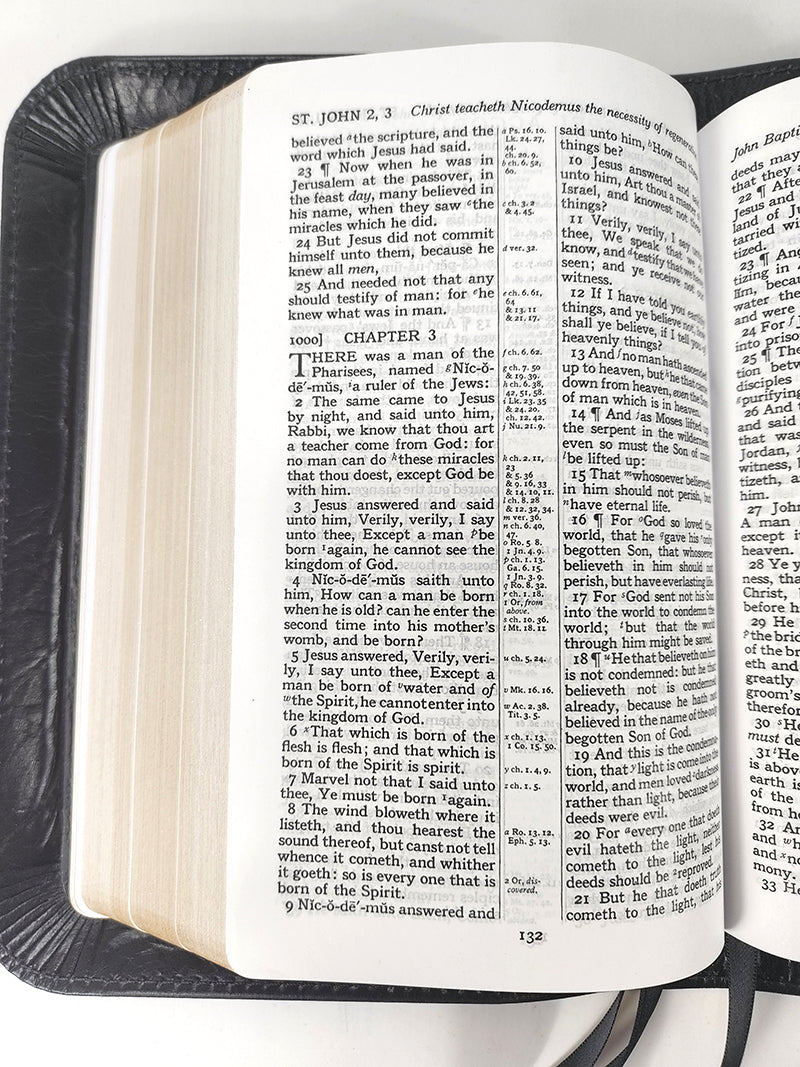 Handsize Black Letter Turquoise Reference Bible - Platinum Series, Full Yapp Black Licorice