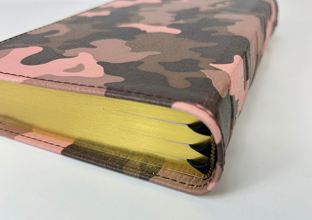 Artisan Sale! - Handsize Text Bible - Full-Grain Cowhide Series, Pink Camo