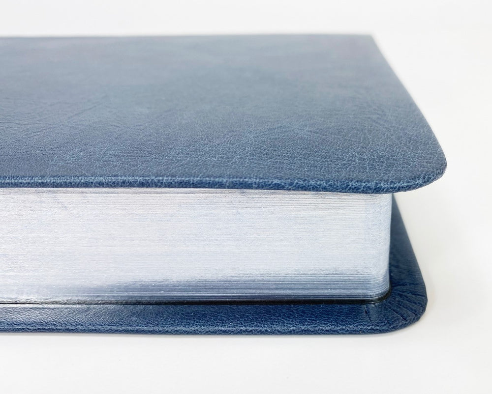Artisan Sale! - Midsize Large Print Text Bible - Full-Grain Cowhide Series, Blue (Silver)