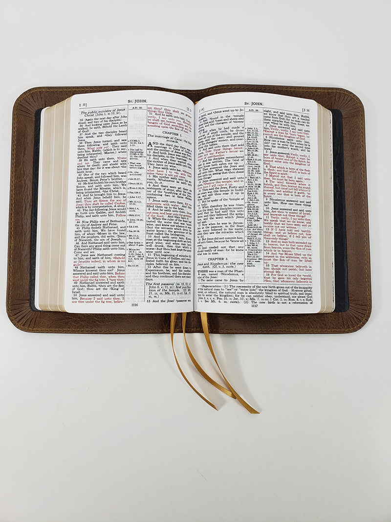 Biblia de estudio clásica tamaño de mano - Serie Platino, forro completo color chocolate con leche