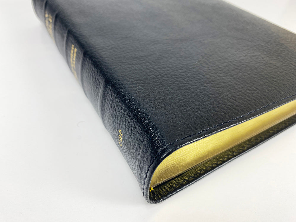Midsize Wide Margin Text Bible - Black Goatskin Leather and Leather Liner