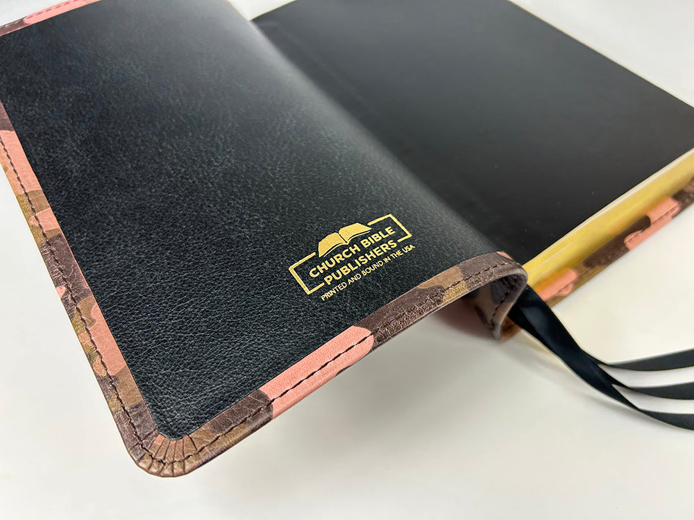 Artisan Sale! - Handsize Text Bible - Full-Grain Cowhide Series, Pink Camo