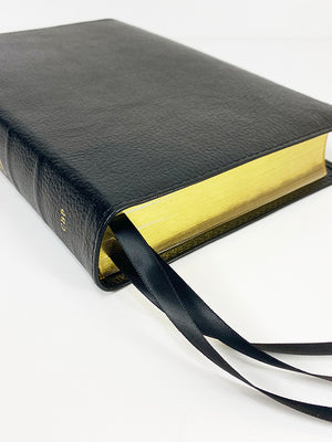 Biblia de Texto de Margen Ancho de Tamaño Mediano - Piel de Cabra Negra y Forro de Piel