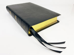 Midsize Wide Margin Text Bible - Black Goatskin Leather and Leather Liner