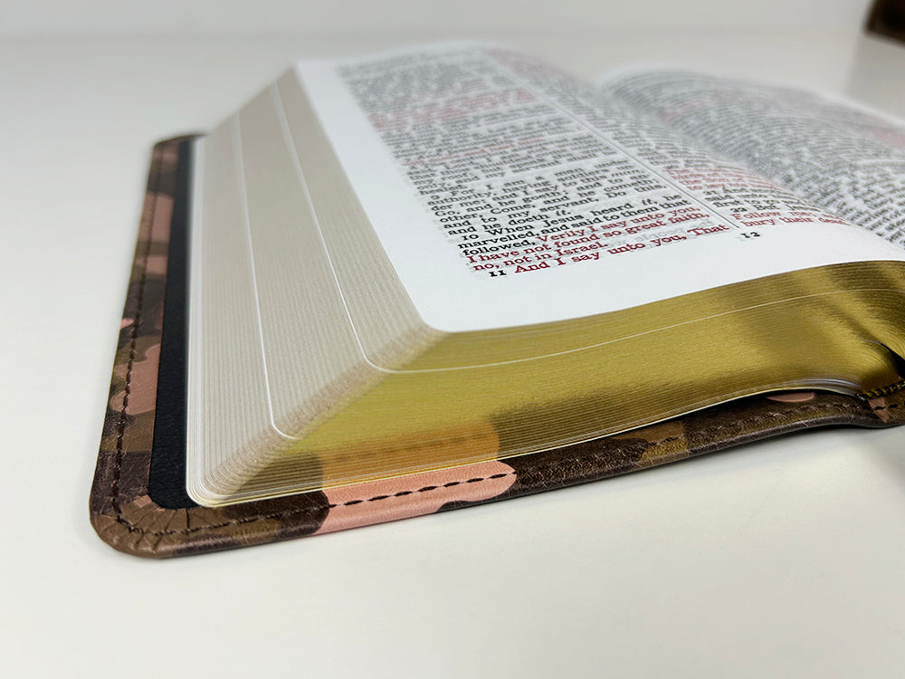 Artisan Sale! - Handsize Text Bible - Full-Grain Cowhide Series, Pink Camo