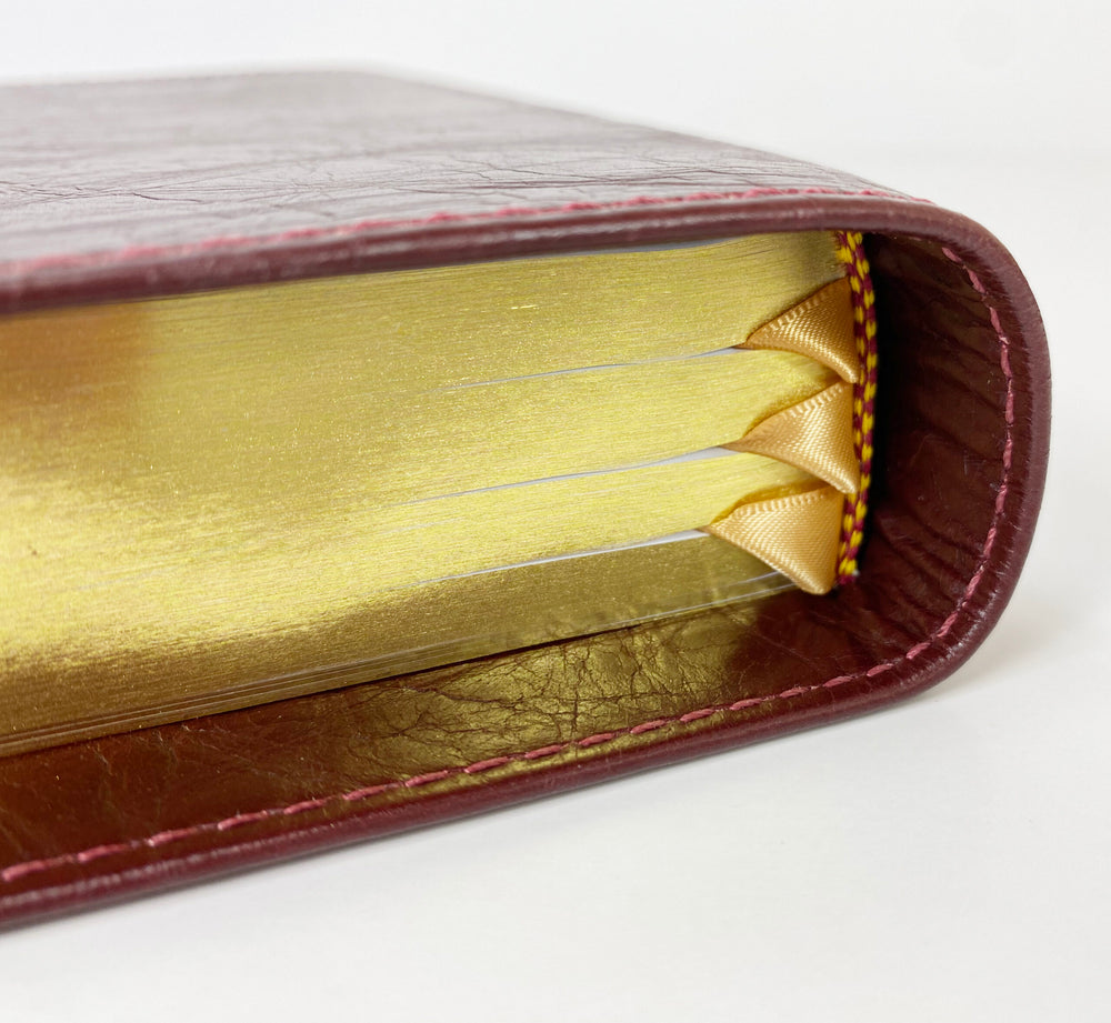 Midsize Large Print Text Bible - Platinum Series, Full Yapp Cranberry