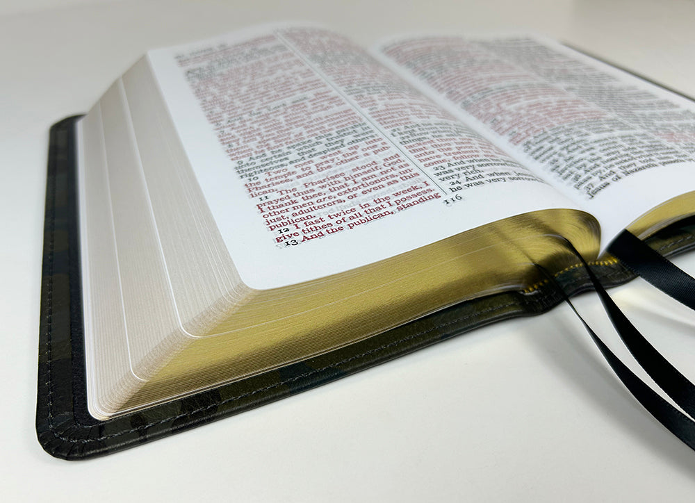 Handsize Text Bible - Full-Grain Cowhide Series, Green Camo