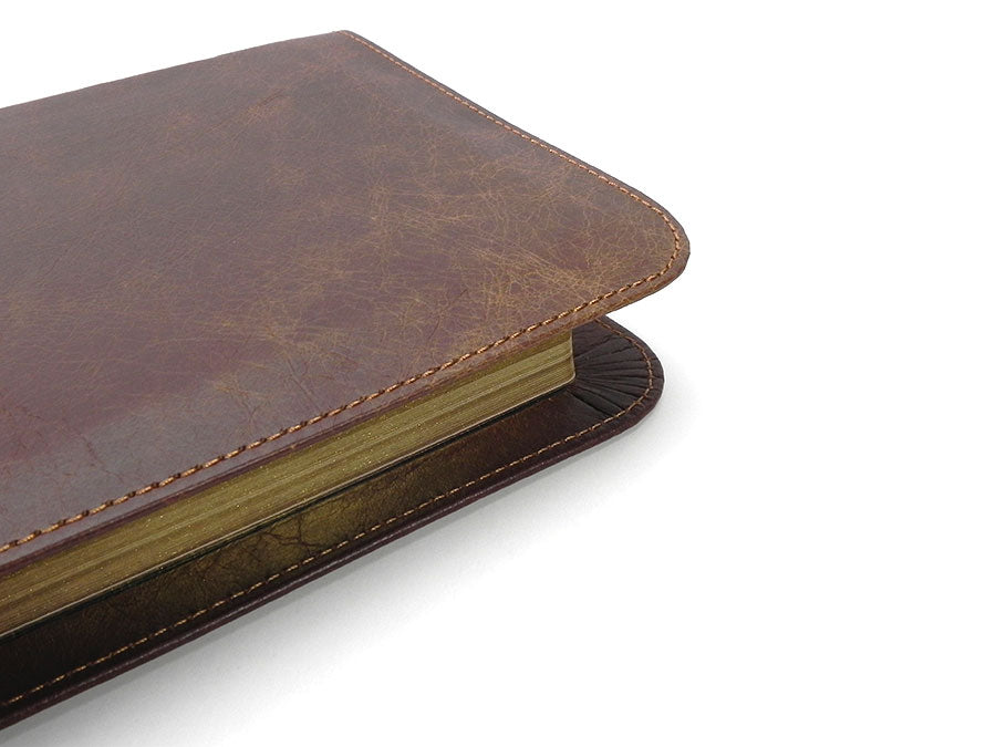 ¡Venta artesanal! - Biblia de Texto con Margen Ancho de Tamaño Mediano - Serie Platino, Piel Completa "Milk Chocolate"