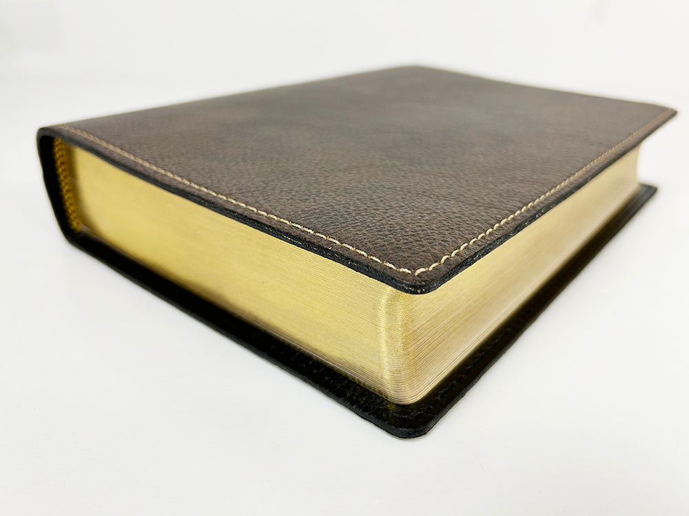 Artisan Sale! - Midsize Large Print Reader's Edition - Signature Series, Brown Full-Grain Cowhide Cover with Black Full-Grain Liner