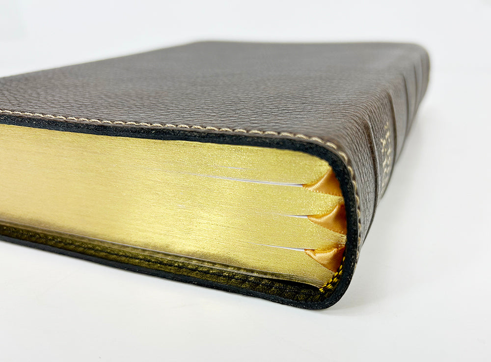 Artisan Sale! - Midsize Large Print Reader's Edition - Signature Series, Brown Full-Grain Cowhide Cover with Black Full-Grain Liner