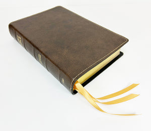 Midsize Large Print Reader's Edition - Signature Series, Brown Full-Grain Cowhide Cover with Black Full-Grain Liner