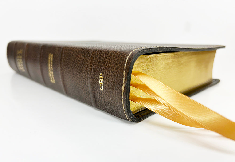 Artisan Sale! - Midsize Large Print Reader's Edition - Signature Series, Brown Full-Grain Cowhide Cover with Black Full-Grain Liner