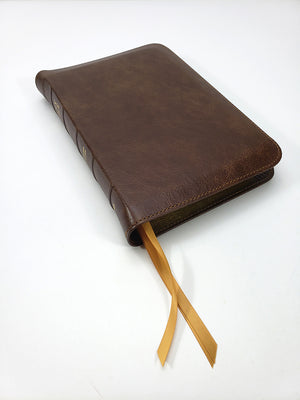 Midsize Large Print Reader's Edition - Platinum Series, Full Yapp, Milk Chocolate Water Buffalo