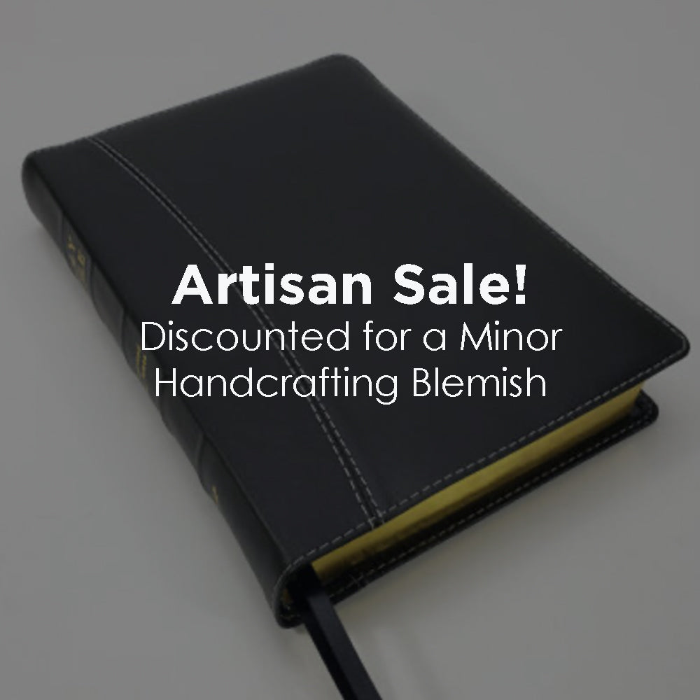 Artisan Sale! - Handsize Black Letter Turquoise Reference Bible - Corporate Series, Black with White Threads