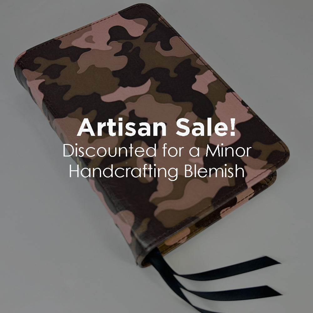 Artisan Sale! - Handsize Text Bible - Full-Grain Cowhide Series, Pink Camo