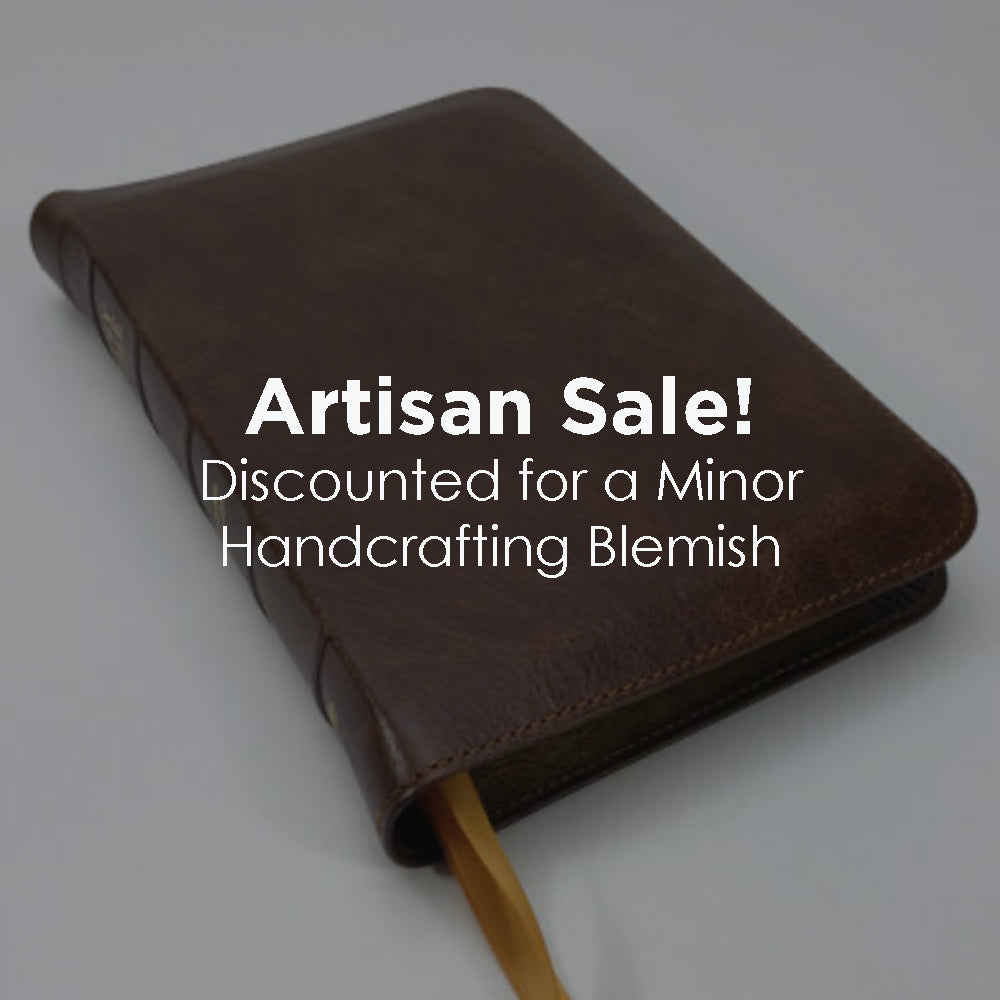 ¡Venta artesanal! - Biblia de tamaño mediano para tomar notas - Serie Platino, Búfalo de agua color chocolate con leche, con solapa completa