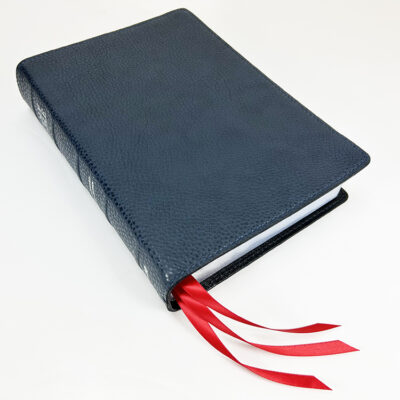 Midsize Large Print Reader's Edition - Signature Series, Blue Full-Grain Cowhide Cover with Black Full-Grain Liner