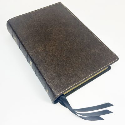 Midsize Wide Margin Text Bible - Signature Series, Brown Full-Grain Cowhide Cover with Black Full-Grain Liner
